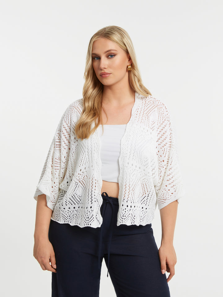 Witte Gehaakte Korte Vest