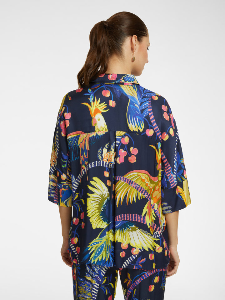 Luchtige Doorknoopblouse Met Tropische Print | Grote Maten Mode bij Axent