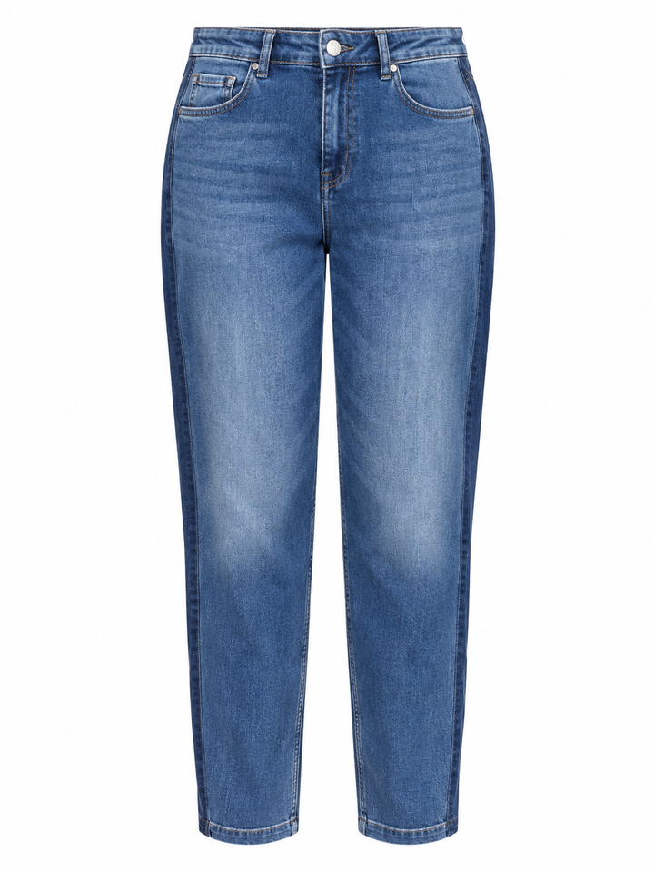 Blauwe Barrel Jeans met Donkere Zijbies