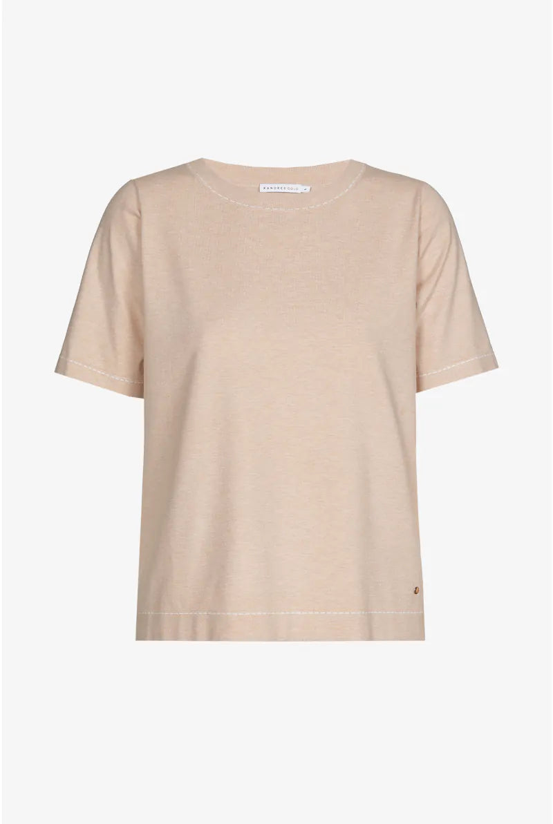 Beige Trui met Korte Mouw