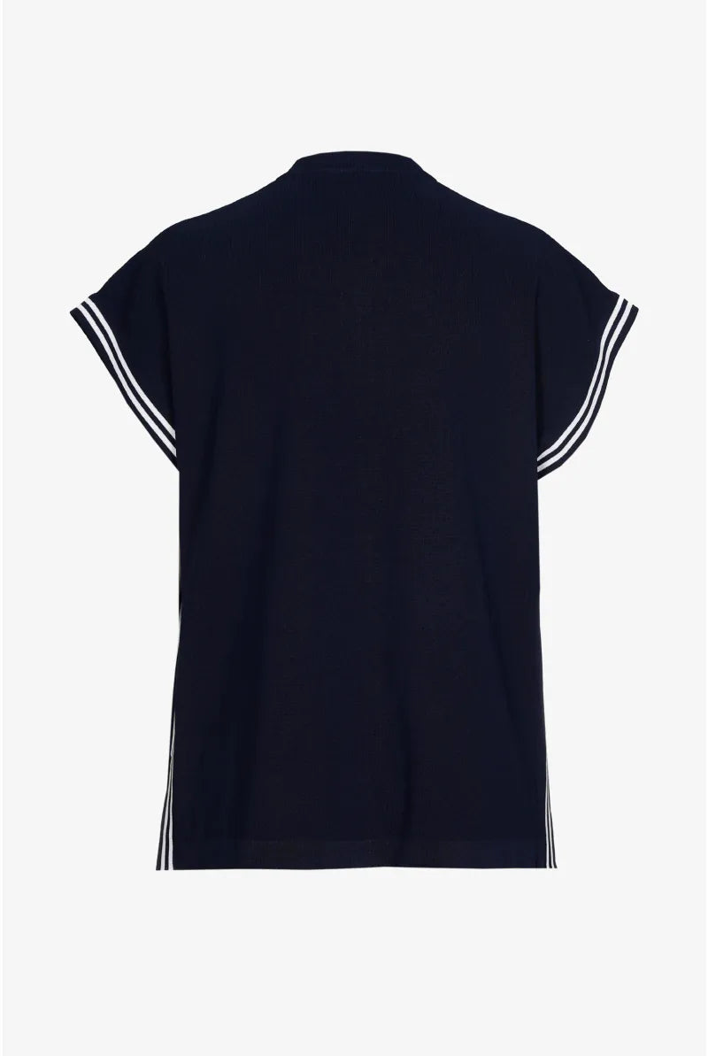 Marineblauw gilet met sportdetail