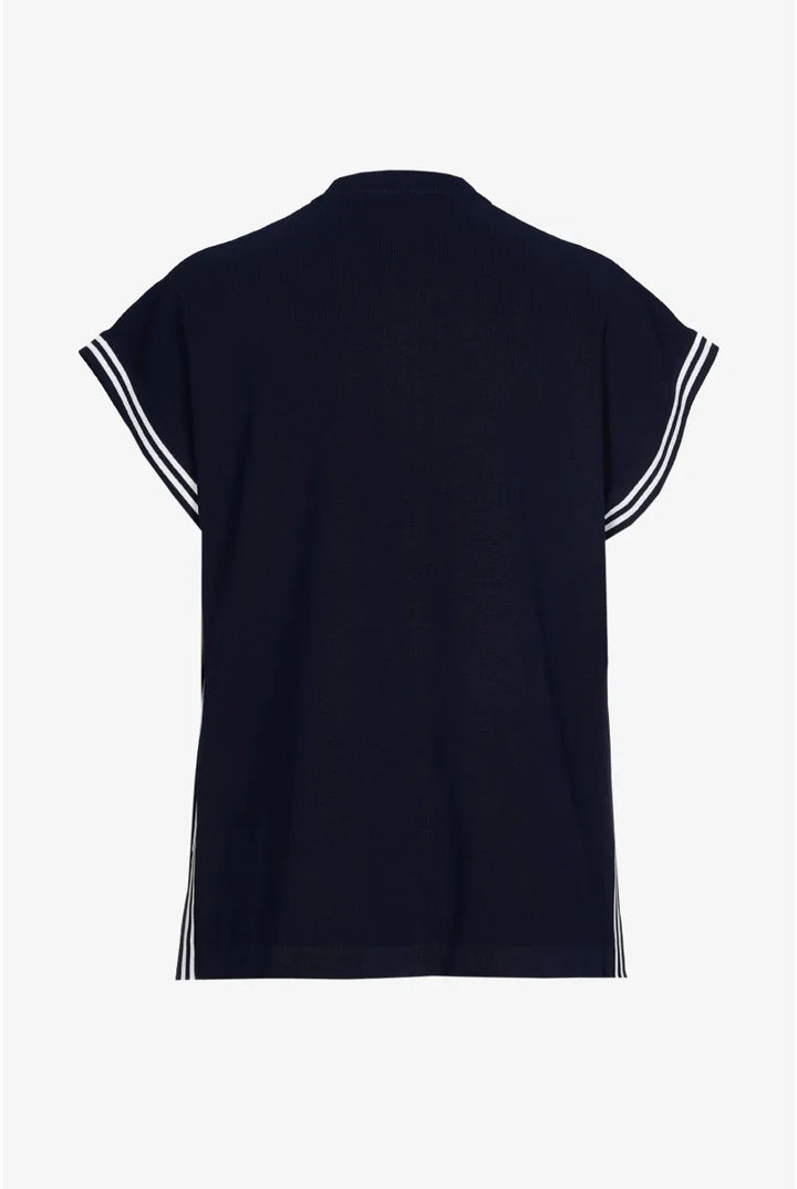 Marineblauw gilet met sportdetail