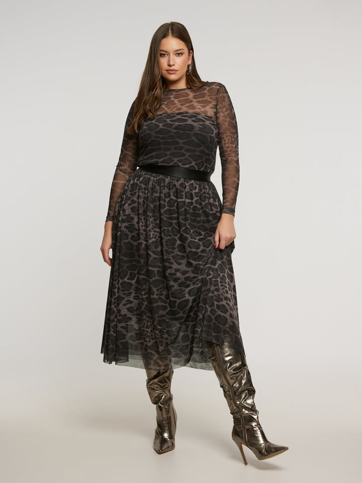 Plus Size Tüllrock mit Leopardenmuster