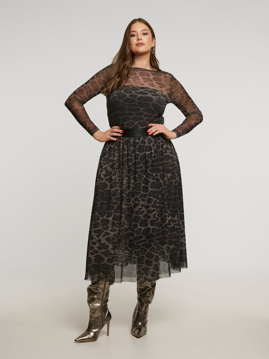 Plus Size Tüllrock mit Leopardenmuster