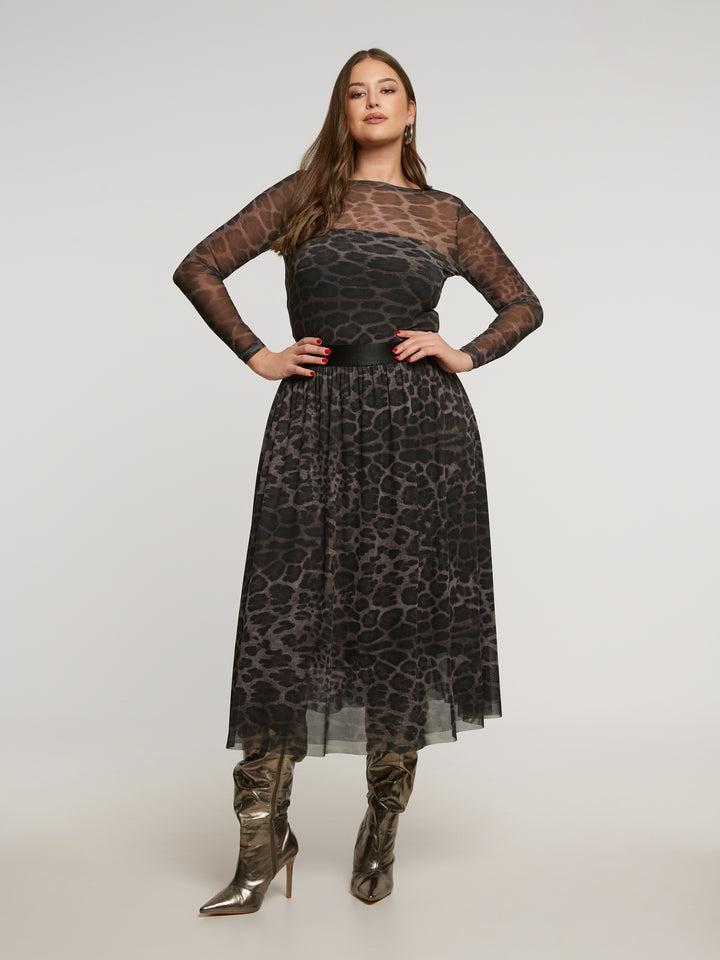 Plus Size Tüllrock mit Leopardenmuster