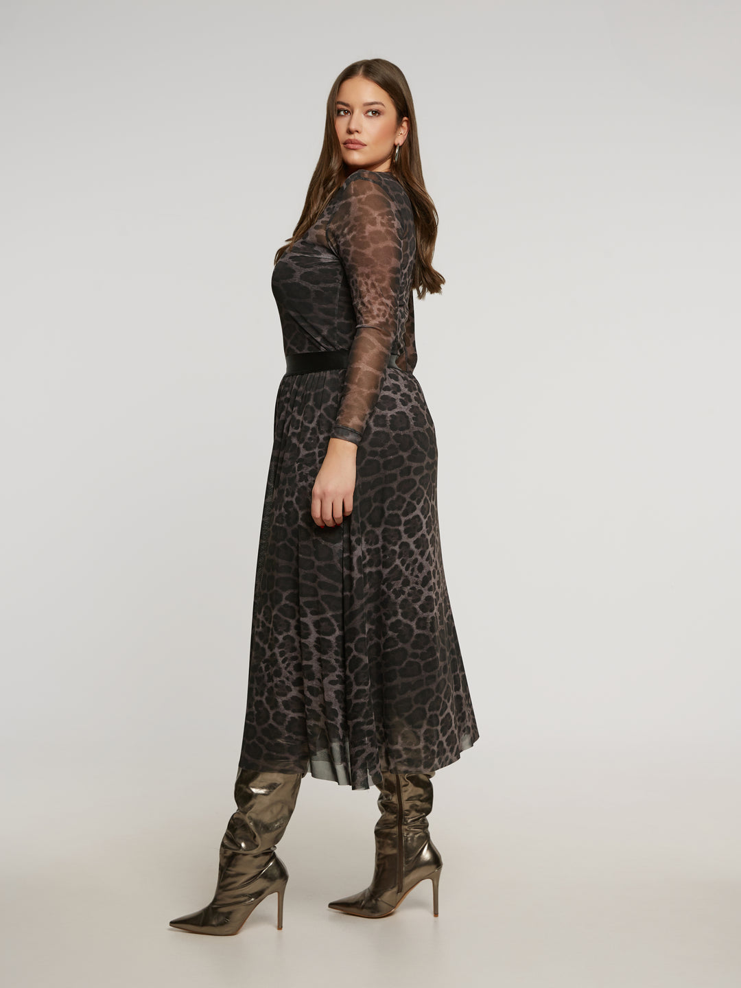 Plus Size Tüllrock mit Leopardenmuster