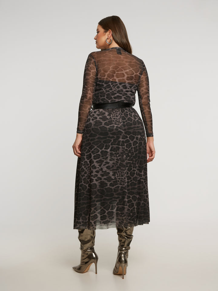 Plus Size Tüllrock mit Leopardenmuster