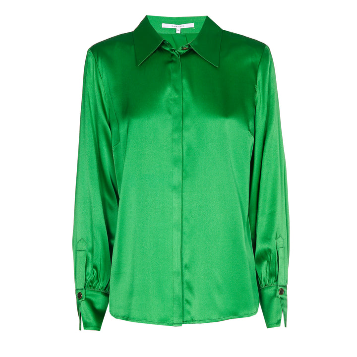 irish green silk blouse 