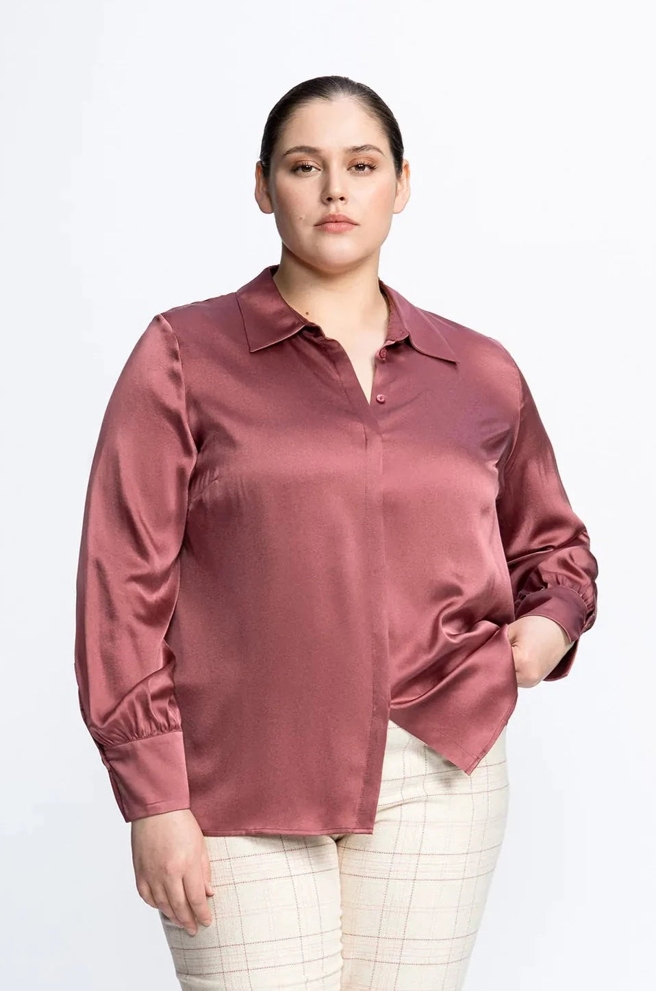 berry zijde blouse