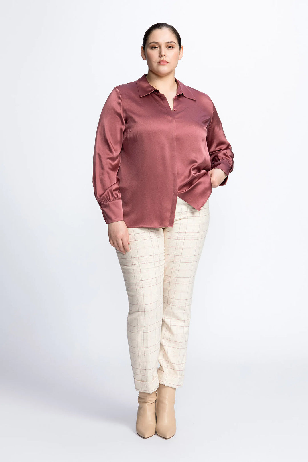 berry zijde blouse