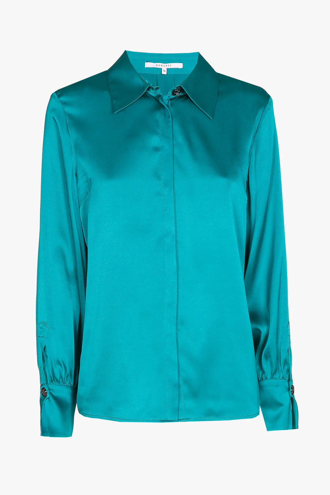 dark aqua zijde blouse-xandres-hint-dark aqua