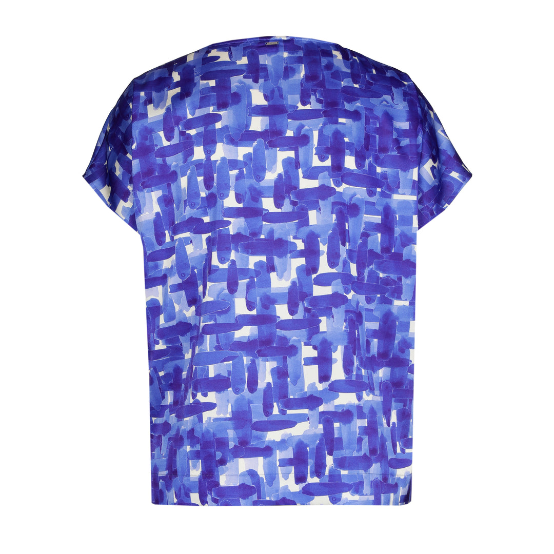 satijnen shirt met inktblauwe print - xandres - - grote maten - dameskleding - kledingwinkel - herent - leuven