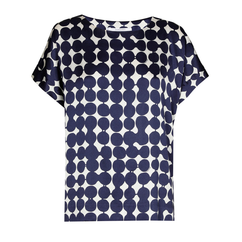 satijnen blouse met navy print-xandres-