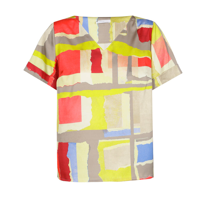 Prachtige Satijnen Multicolor Blouse | Grote Maten Mode bij Axent