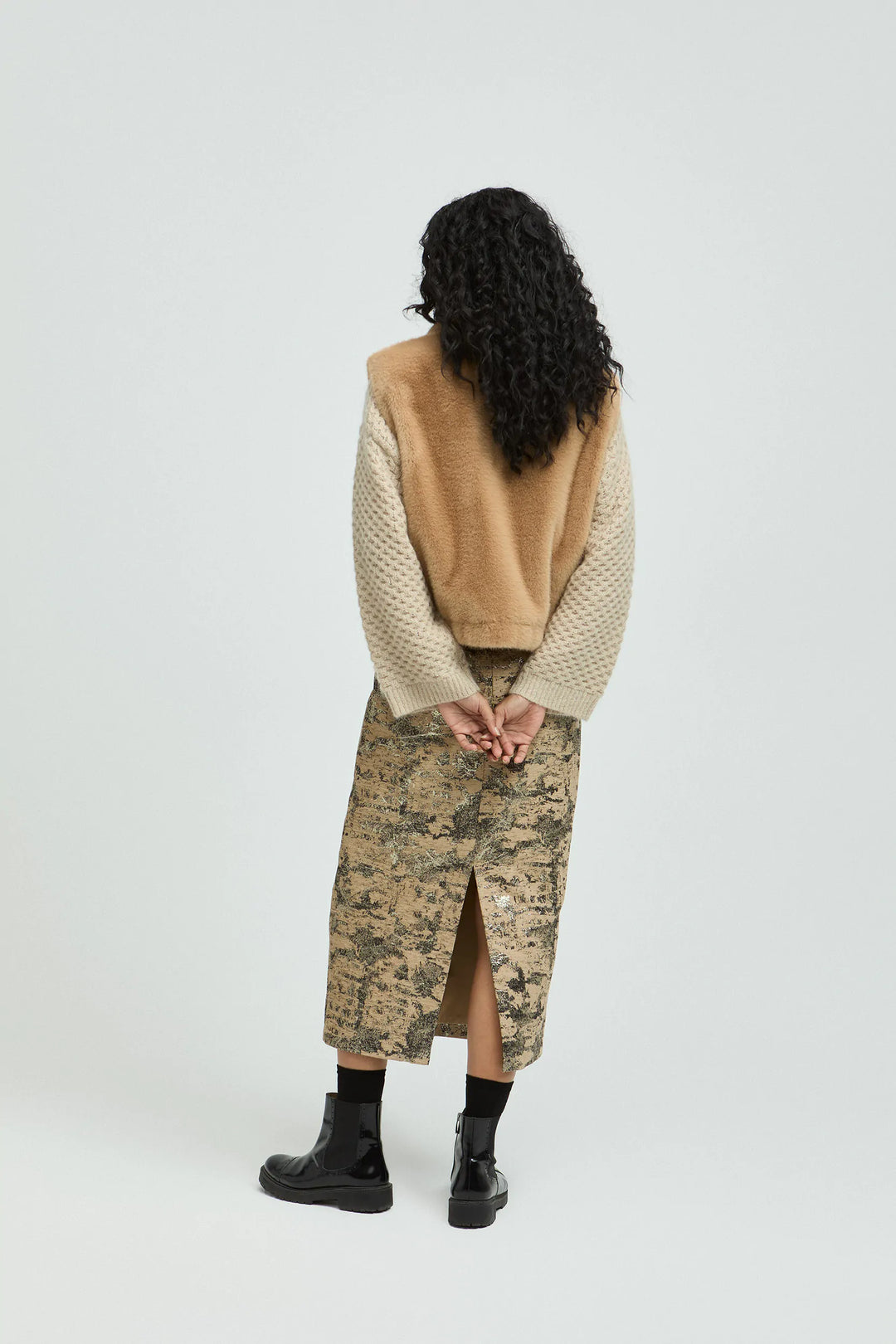 Stylischer Bomber-Bodywarmer in Kamel
