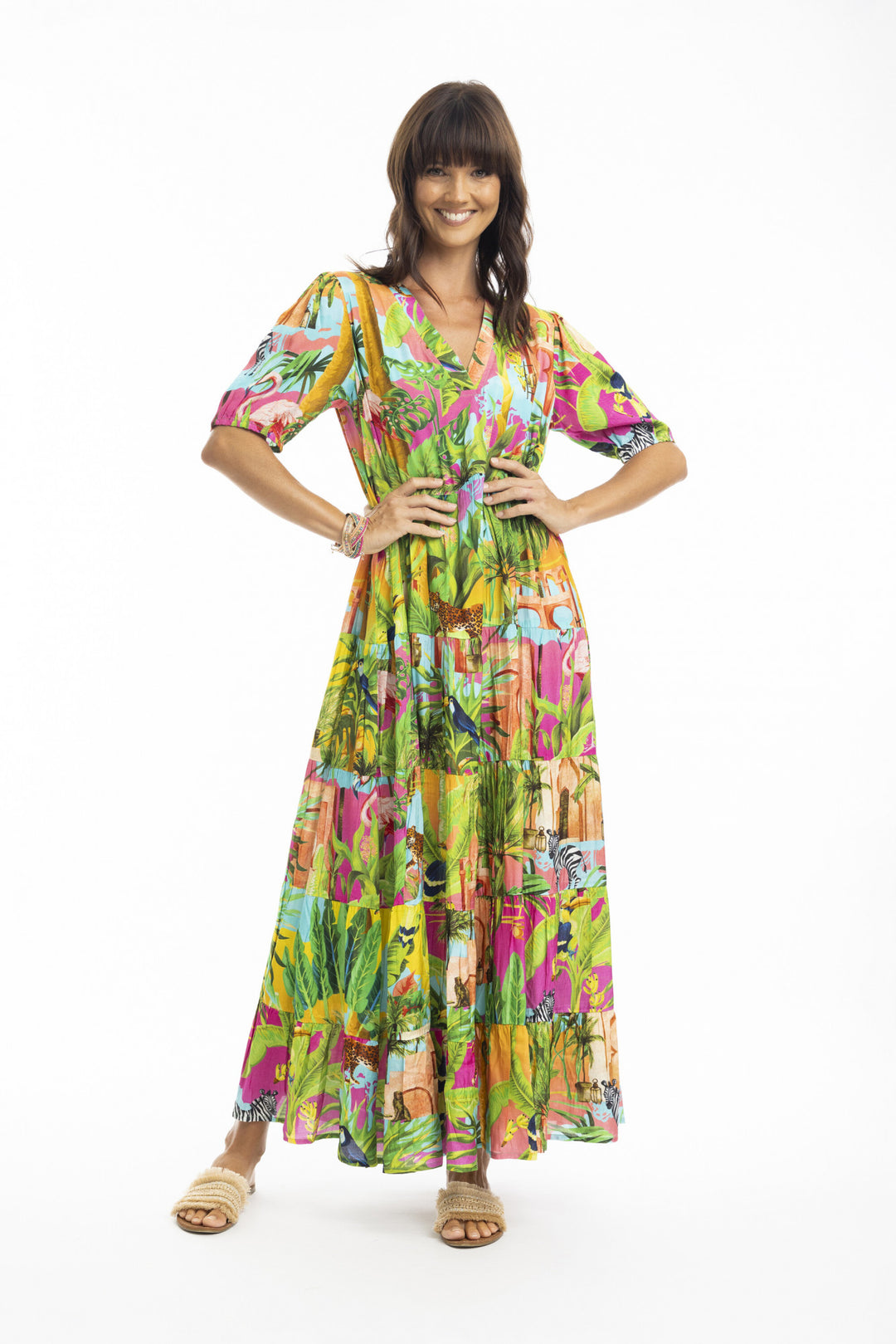 Luchtige Maxi-Jurk Met Jungleprint | Grote Maten Mode bij Axent