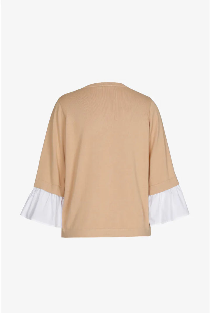 Beige Trui met Volantmouw