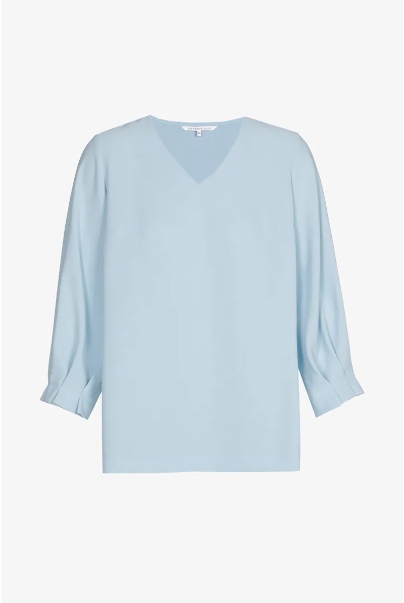 Lichtblauwe Blouse met V-hals