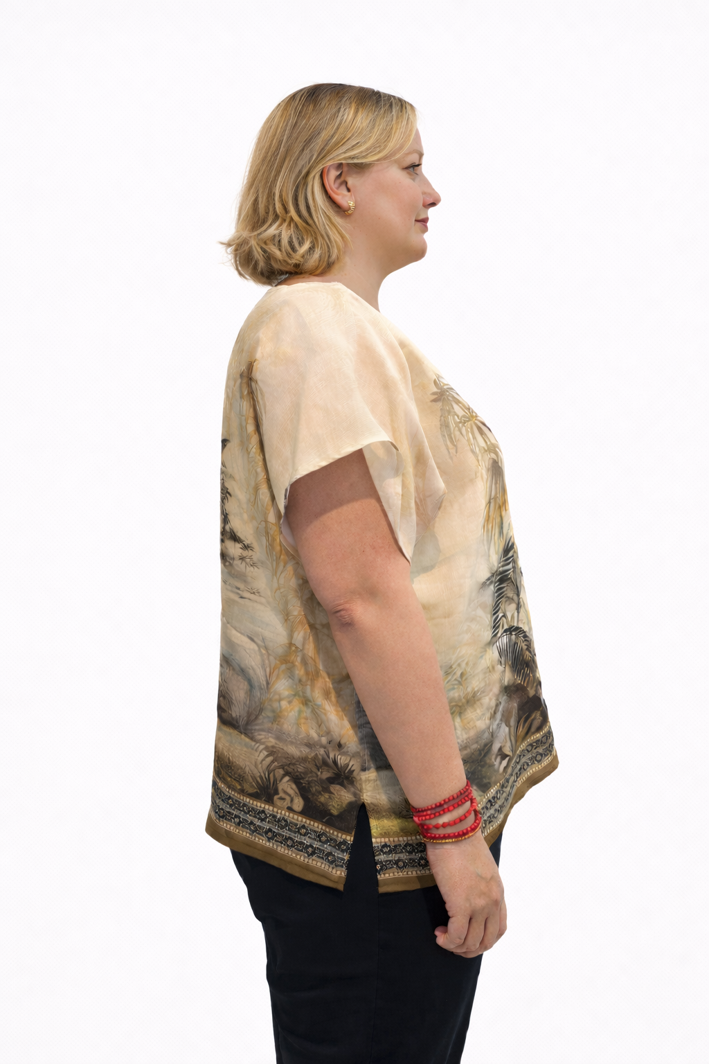 Tropische Blouse Met Palmprint