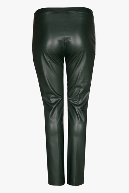 faux leather broek met rechte pijpen in flessengroen