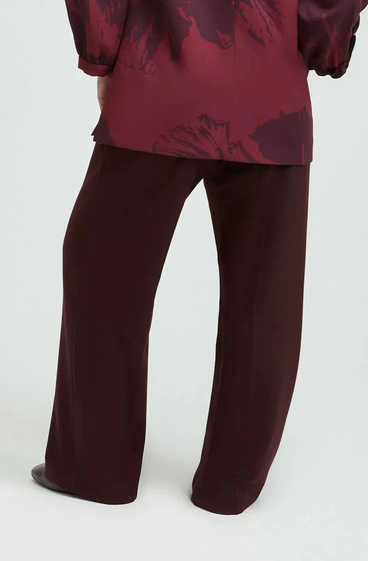 Geklede Broek Met Wijde Pijpen Wijnrood