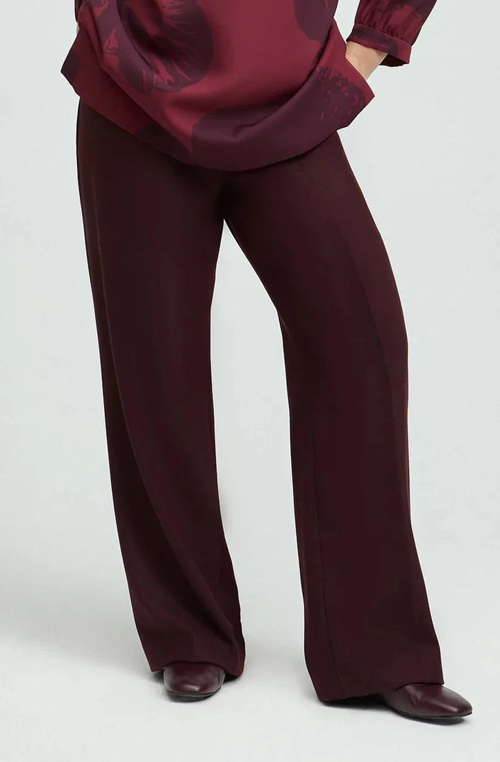 Geklede Broek Met Wijde Pijpen Wijnrood