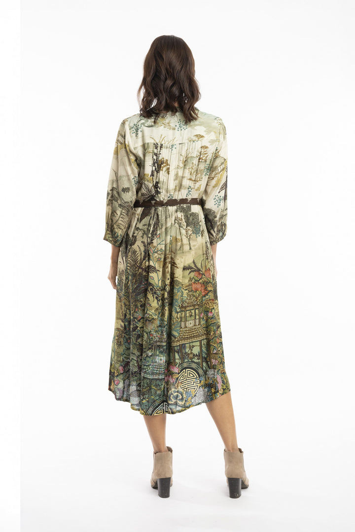 Elegante Midi Jurk Met Oosterse Print