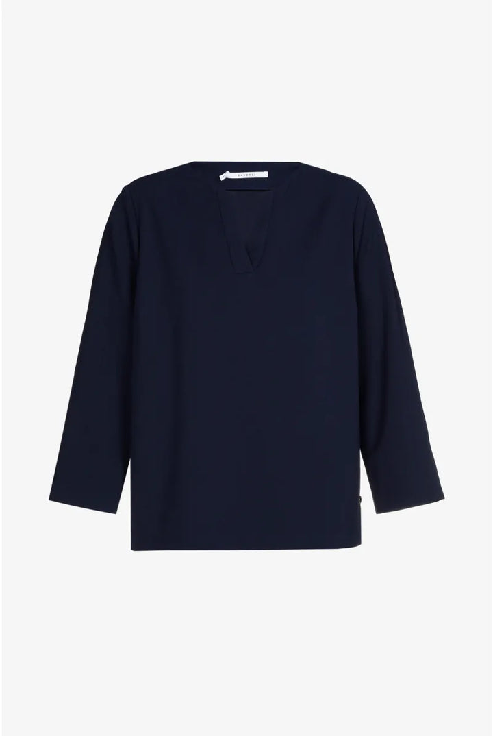 Navy Blouse met V-hals