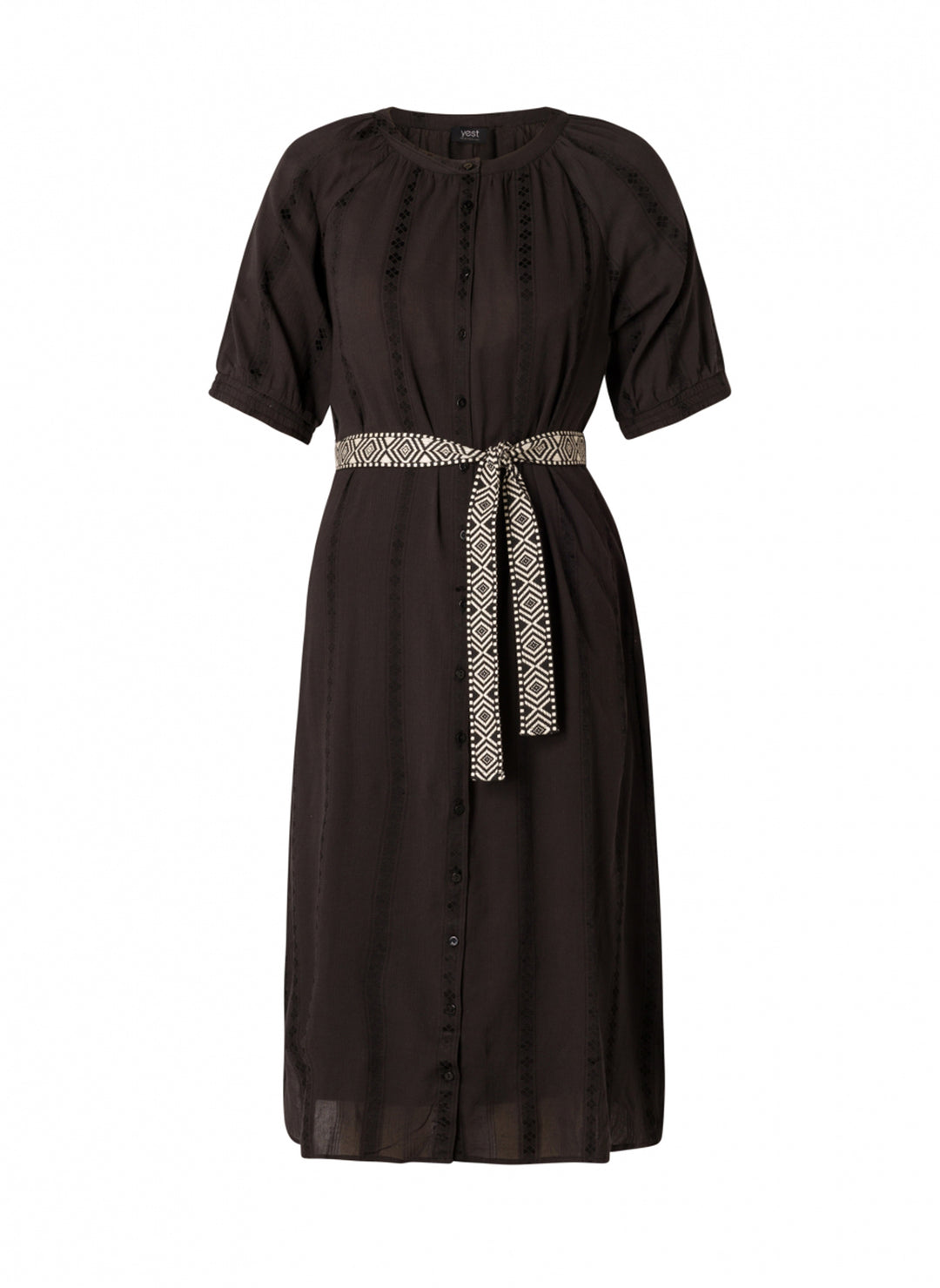 zwarte katoenen jurk - yesta - - grote maten - dameskleding - kledingwinkel - herent - leuven