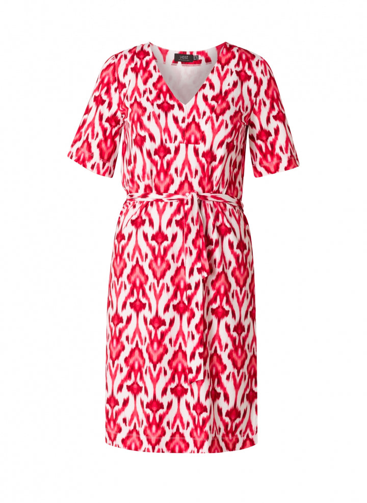 v-hals jurk in spice red print