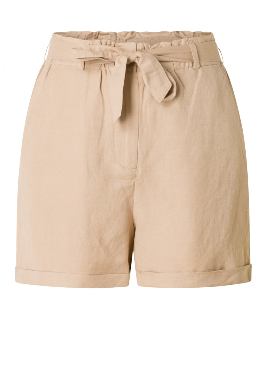 Beige Shorts With Ribbon Tie