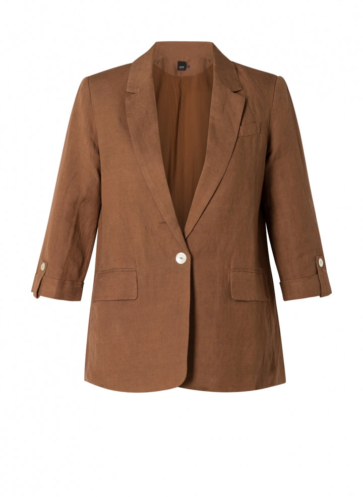 Losvallend blazer met knoop in bruin