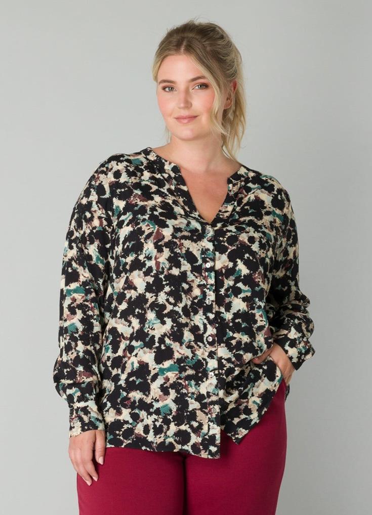 Multicolor Blouse Van Viscose Met Luchtige Pasvorm | Grote Maten Mode bij Axent