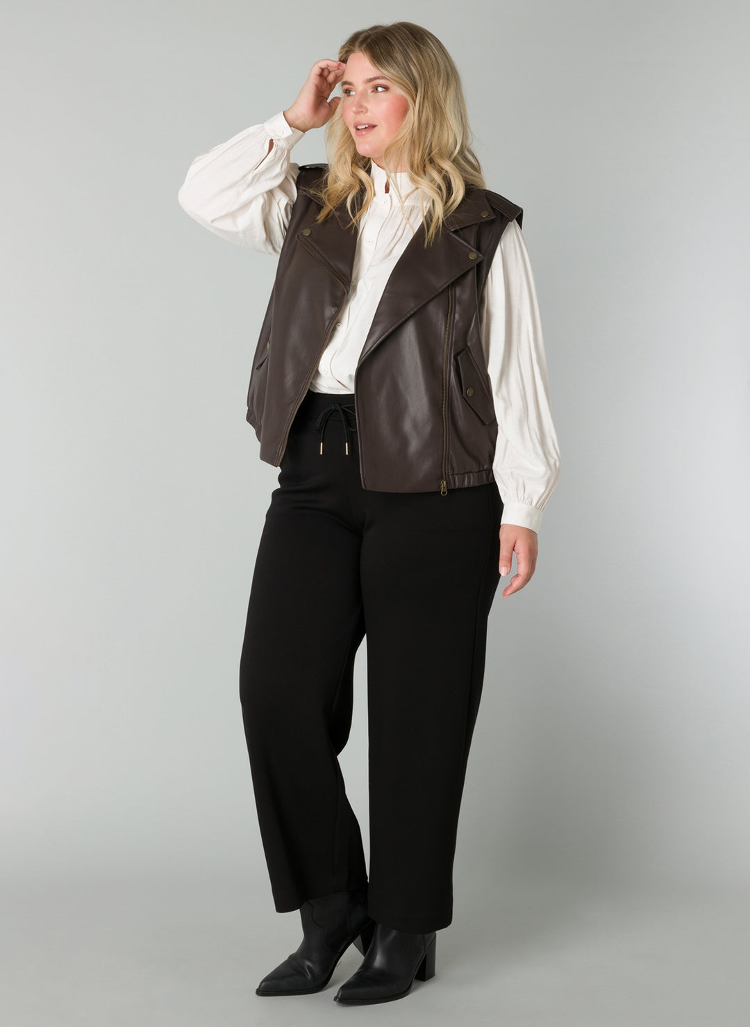 mouwloze vest van faux-leather