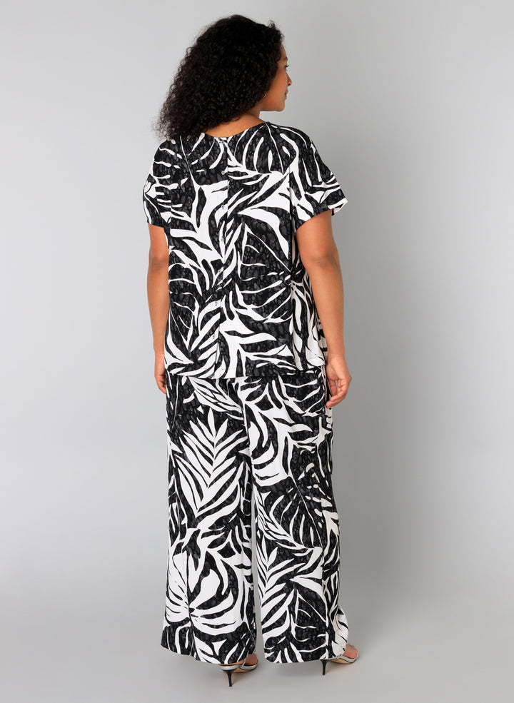 Zwart-witte Top Met Bladprint