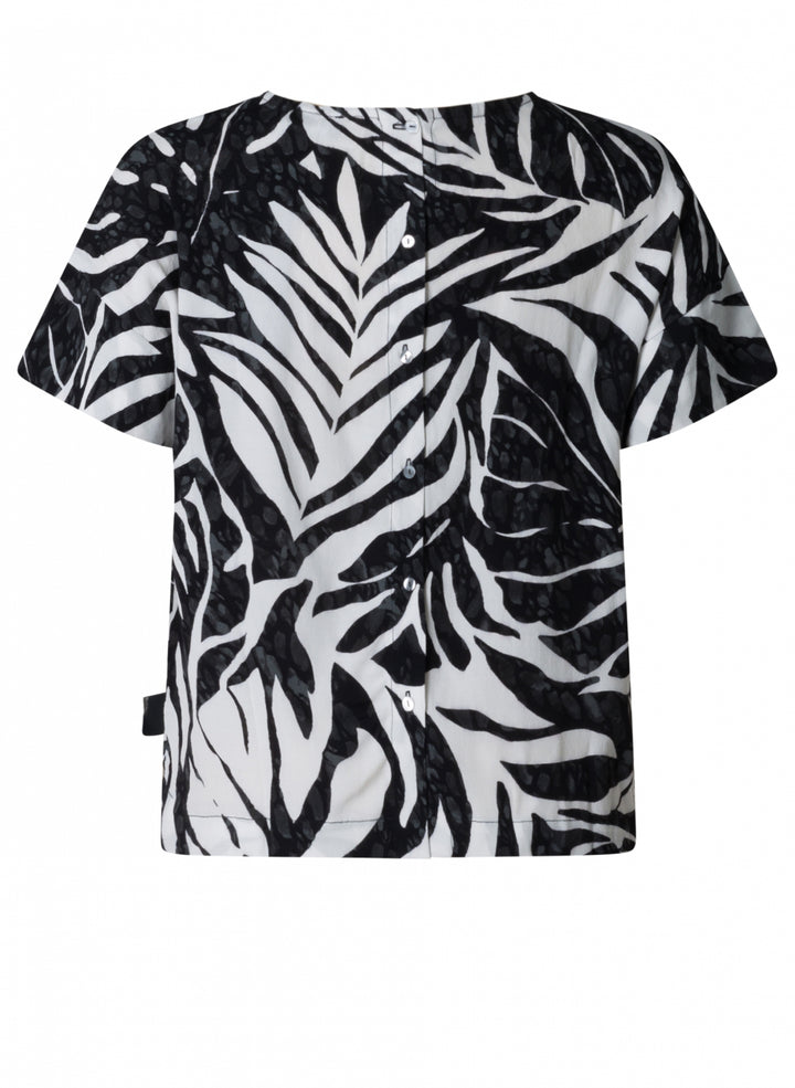 Zwart-witte Top Met Bladprint