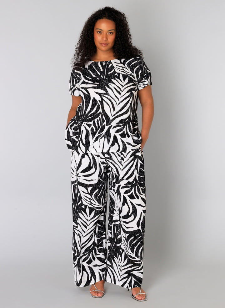 Zwart-witte Top Met Bladprint