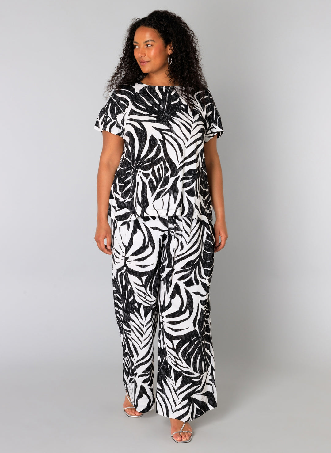 Zwart-witte Top Met Bladprint