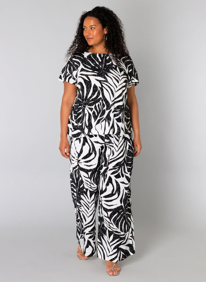 Zwart-witte Top Met Bladprint