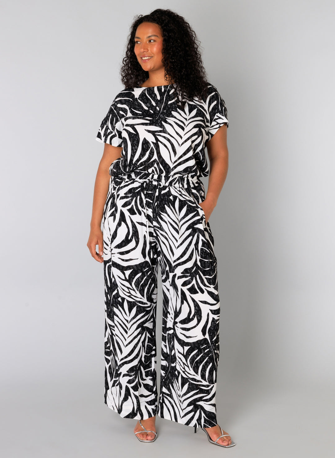 Zwart-witte Top Met Bladprint