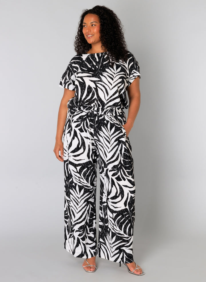 Zwart-witte Top Met Bladprint