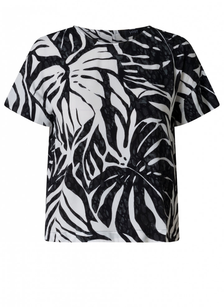 Zwart-witte Top Met Bladprint