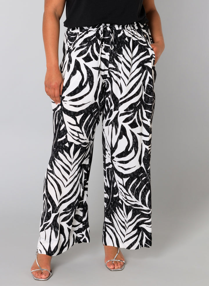 Zwart-witte Broek Met Bladprint