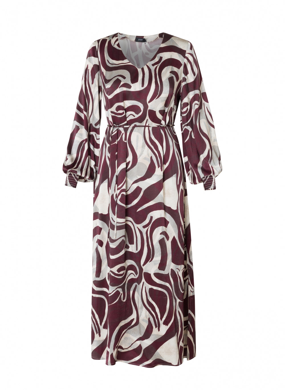 Midi Jurk In Dark Bordeaux