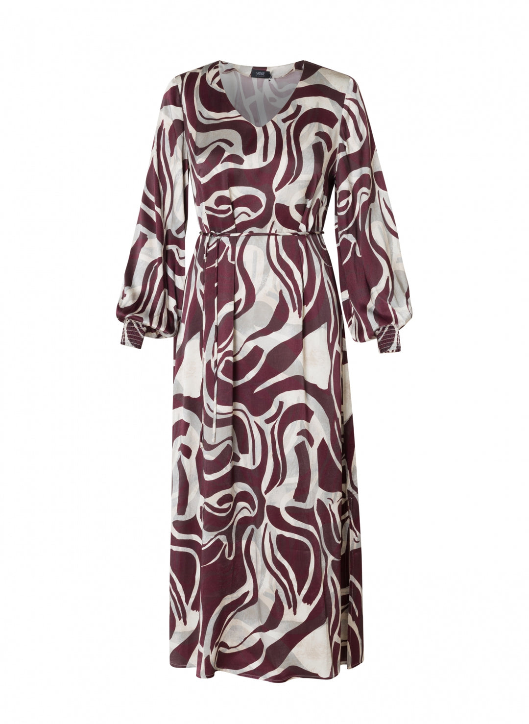 Midi Jurk In Dark Bordeaux