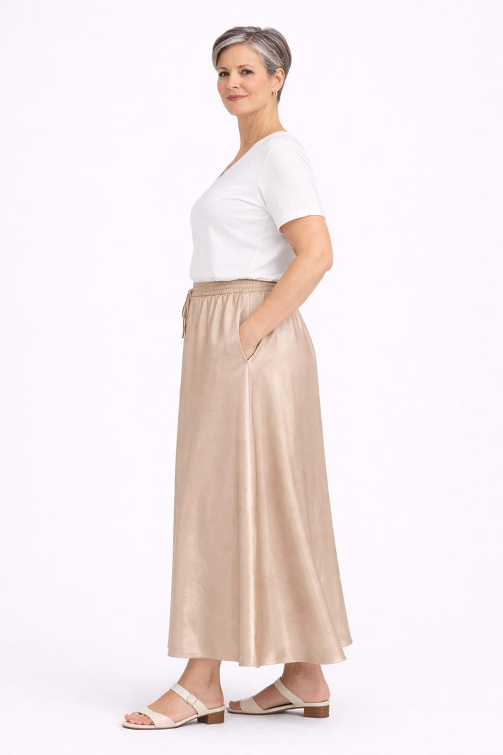 Champagnekleurige maxi rok