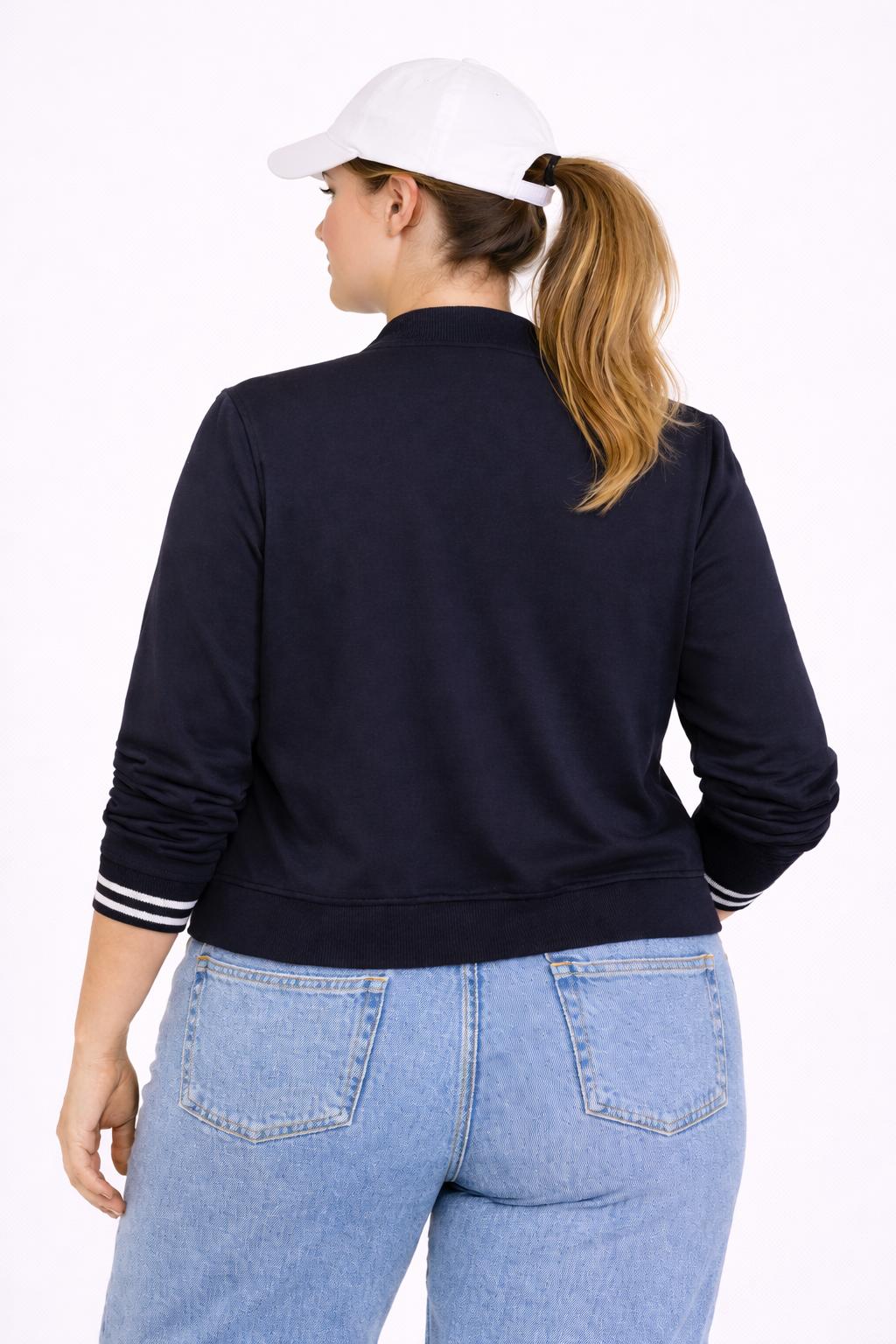 Donkerblauw bombervest met knopen