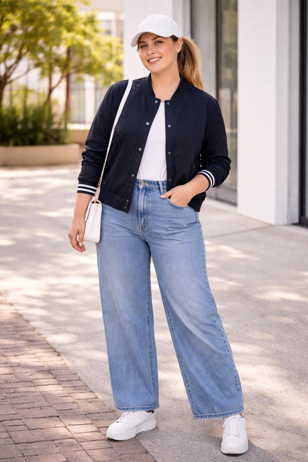 Donkerblauw bombervest met knopen