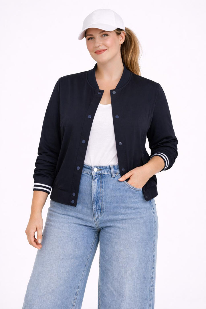 Donkerblauw bombervest met knopen