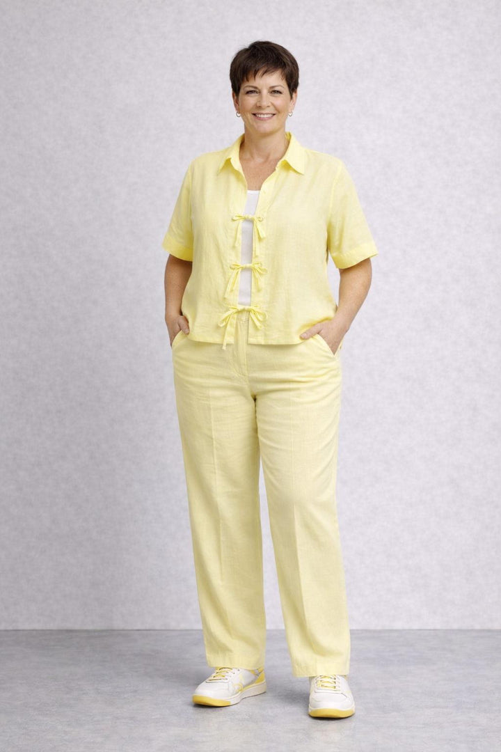 pastelgele linnen broek